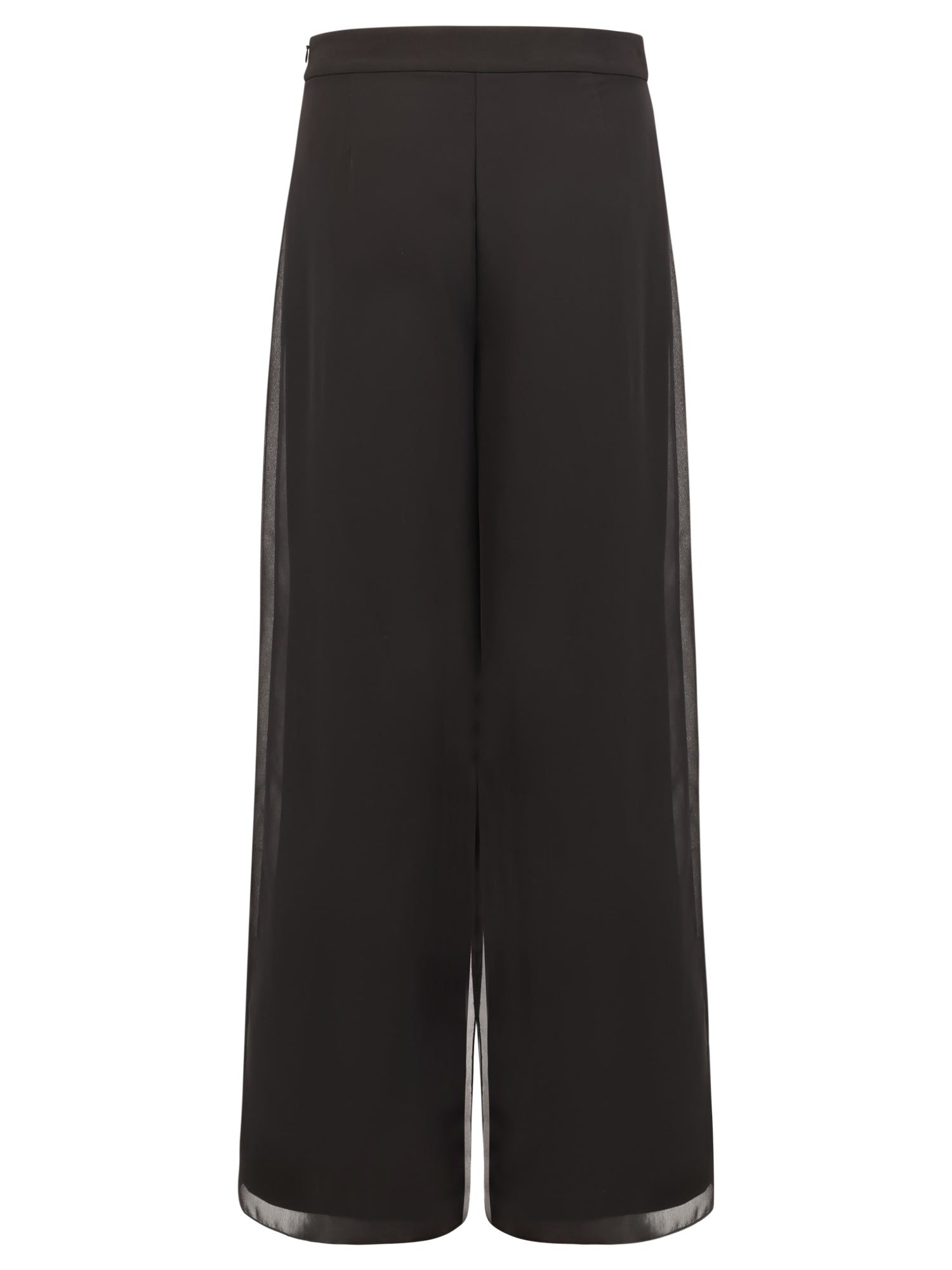 Weite Hose mit Chiffon-Layer | schwarz
