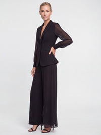 Weite Hose mit Chiffon-Layer | schwarz