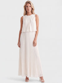 APART Ärmelloses Chiffonkleid mit Plisseerock | creme