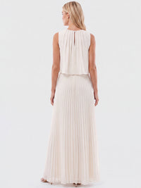 APART Ärmelloses Chiffonkleid mit Plisseerock | creme