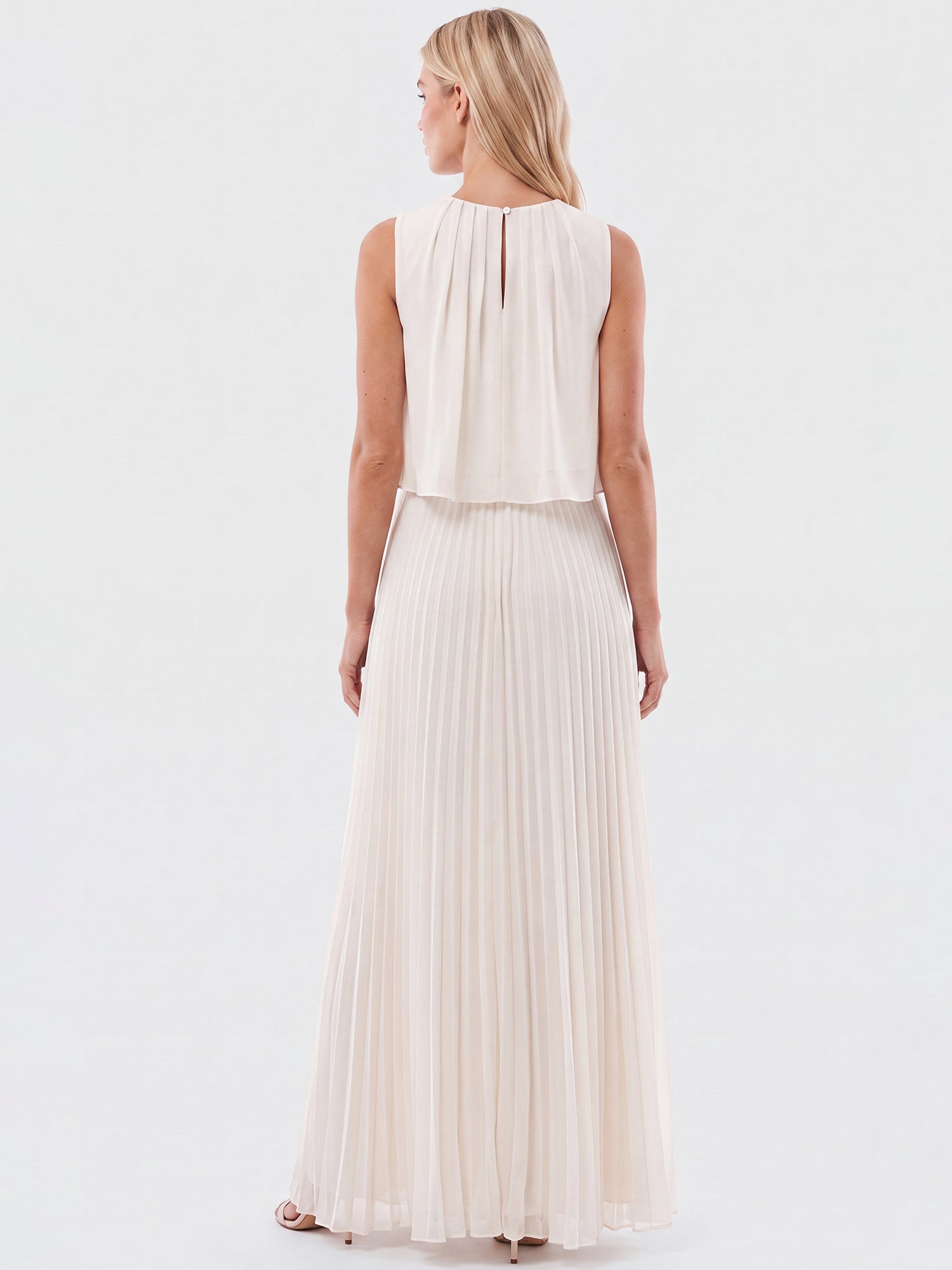 APART Ärmelloses Chiffonkleid mit Plisseerock | creme