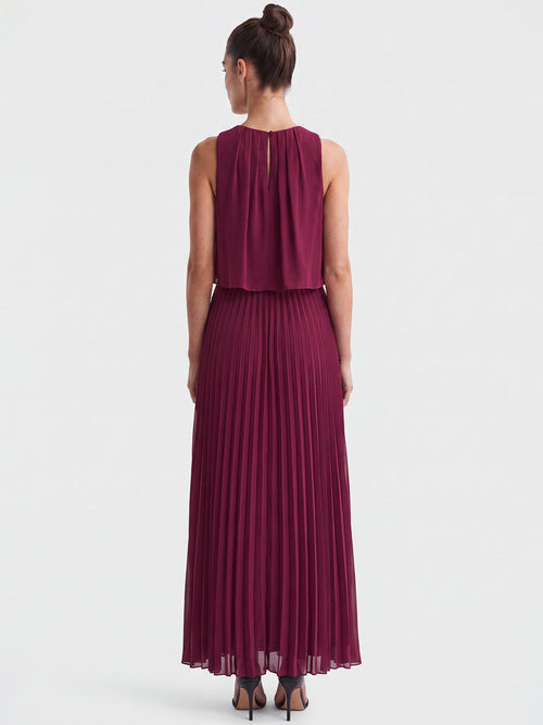 APART Ärmelloses Chiffonkleid mit Plisseerock | weinrot image 1