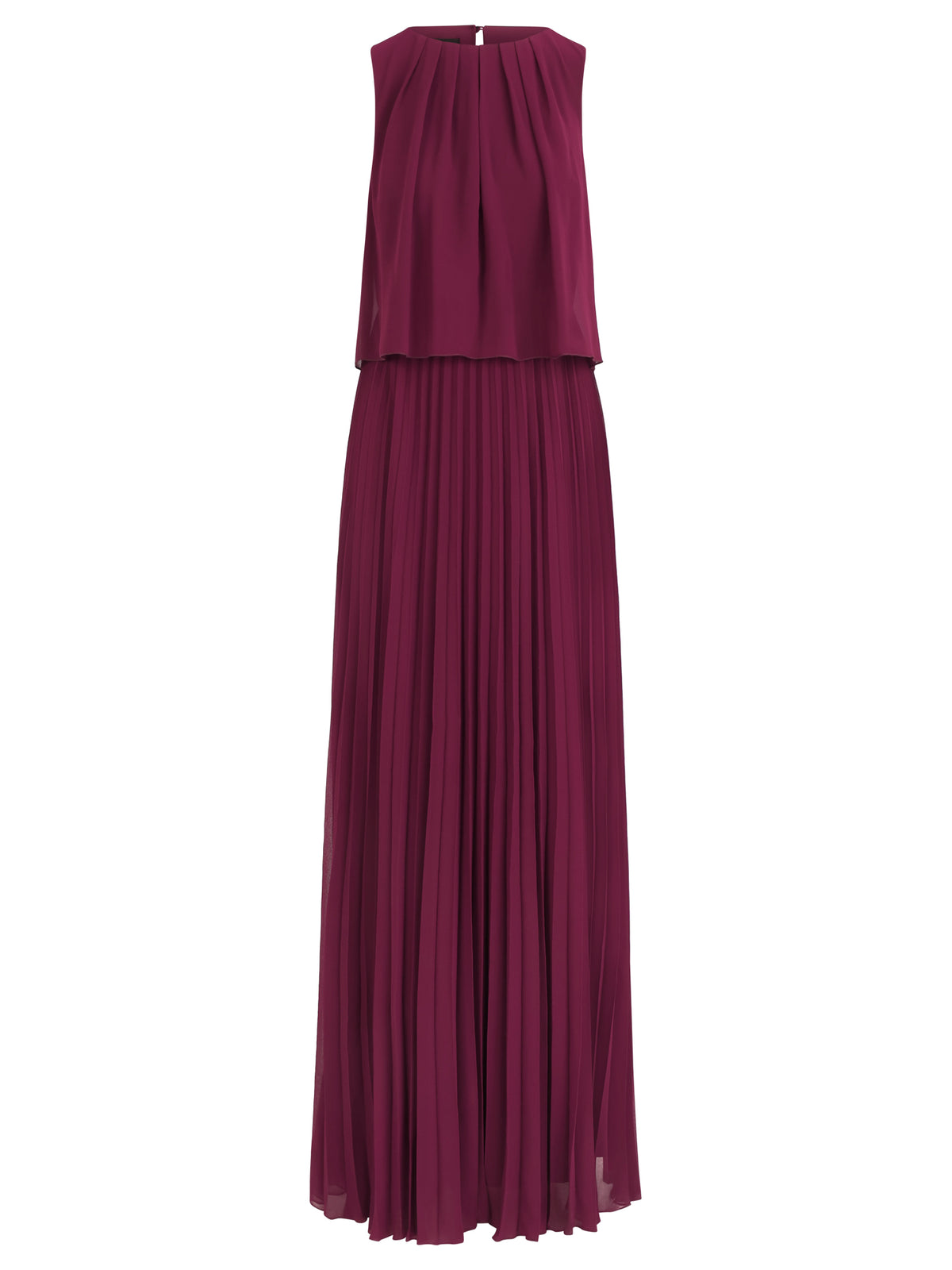 APART Ärmelloses Chiffonkleid mit Plisseerock | weinrot