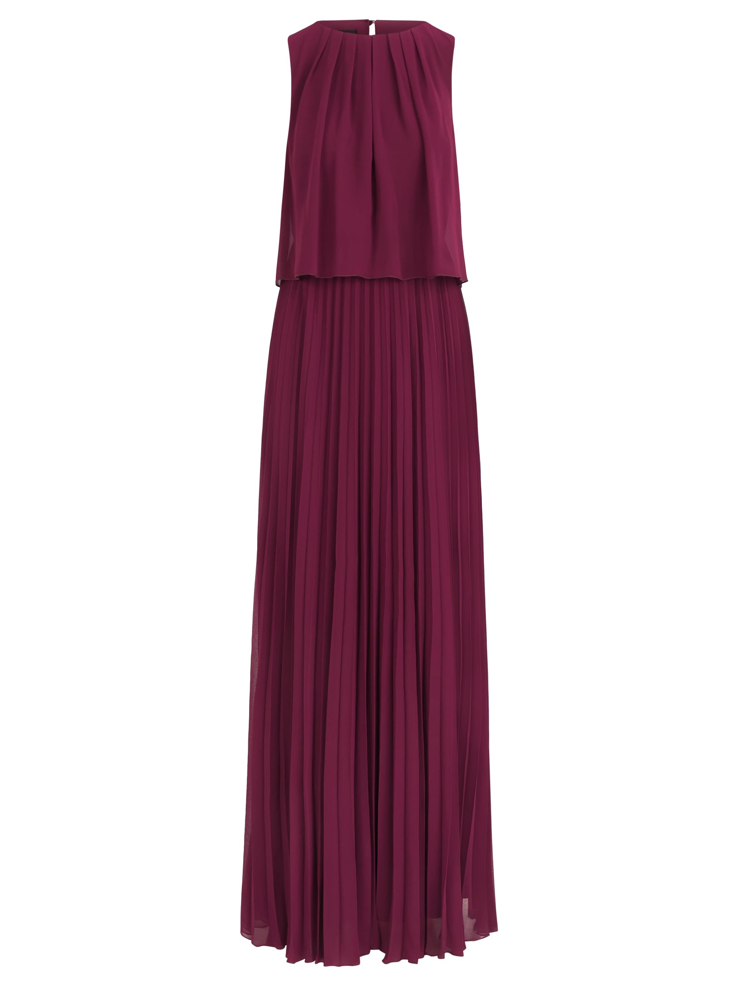 APART Ärmelloses Chiffonkleid mit Plisseerock | weinrot