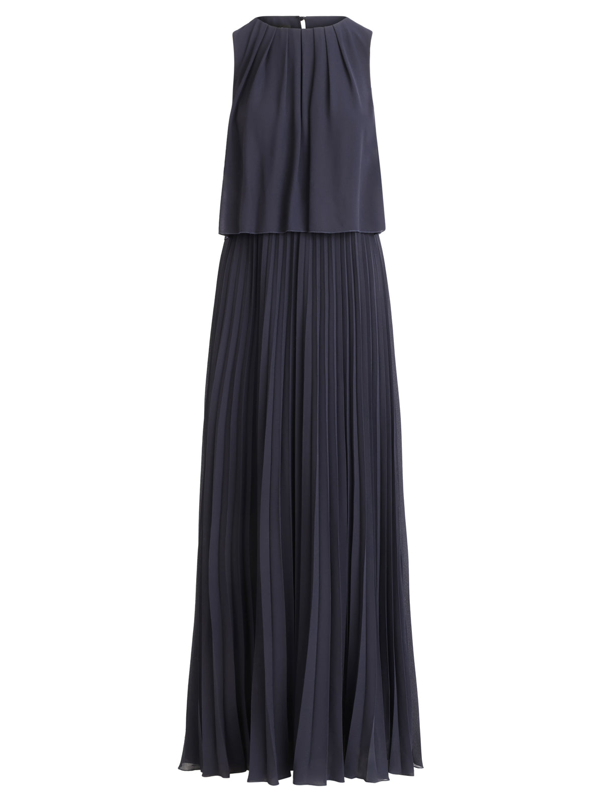 APART Ärmelloses Chiffonkleid mit Plisseerock | nachtblau