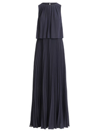 APART Ärmelloses Chiffonkleid mit Plisseerock | nachtblau