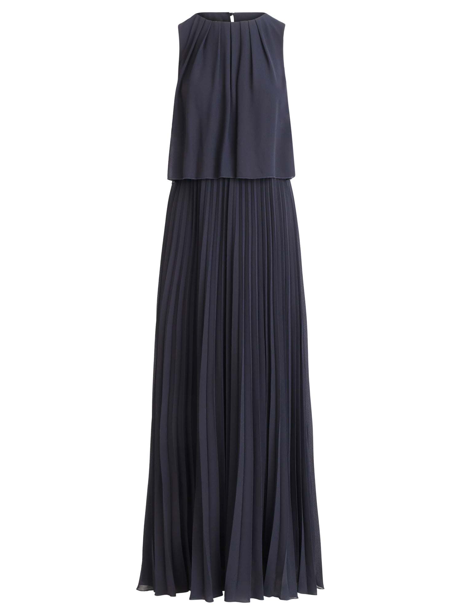 APART Ärmelloses Chiffonkleid mit Plisseerock | nachtblau