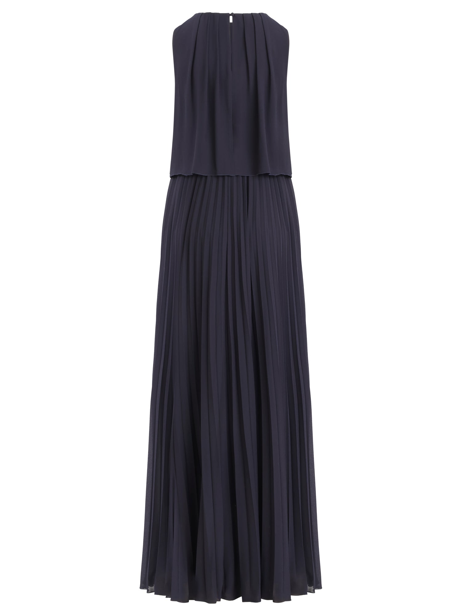 APART Ärmelloses Chiffonkleid mit Plisseerock | nachtblau