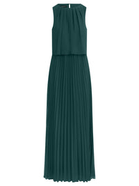 APART Ärmelloses Chiffonkleid mit Plisseerock | emerald