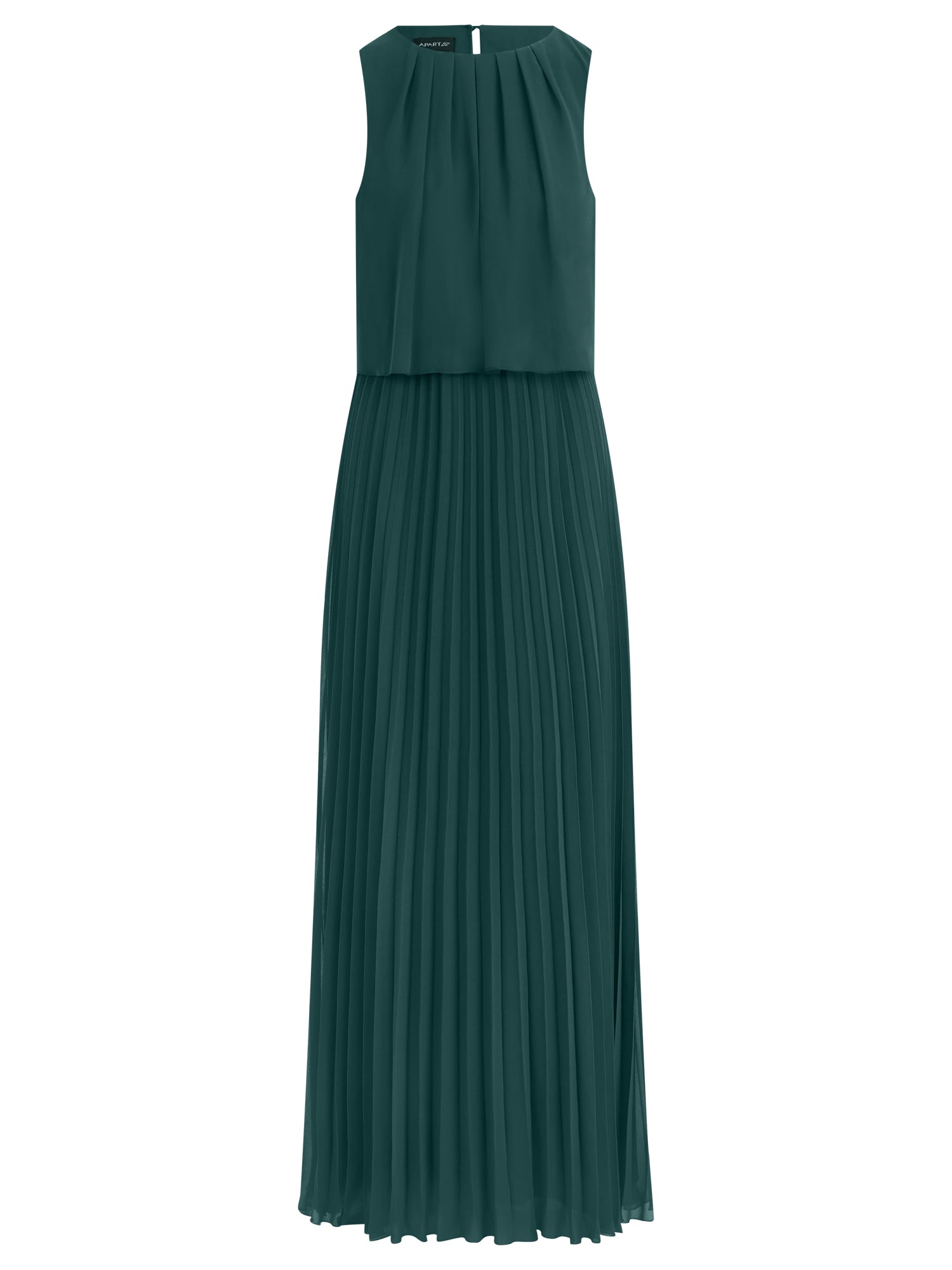 APART Ärmelloses Chiffonkleid mit Plisseerock | emerald