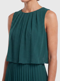APART Ärmelloses Chiffonkleid mit Plisseerock | emerald