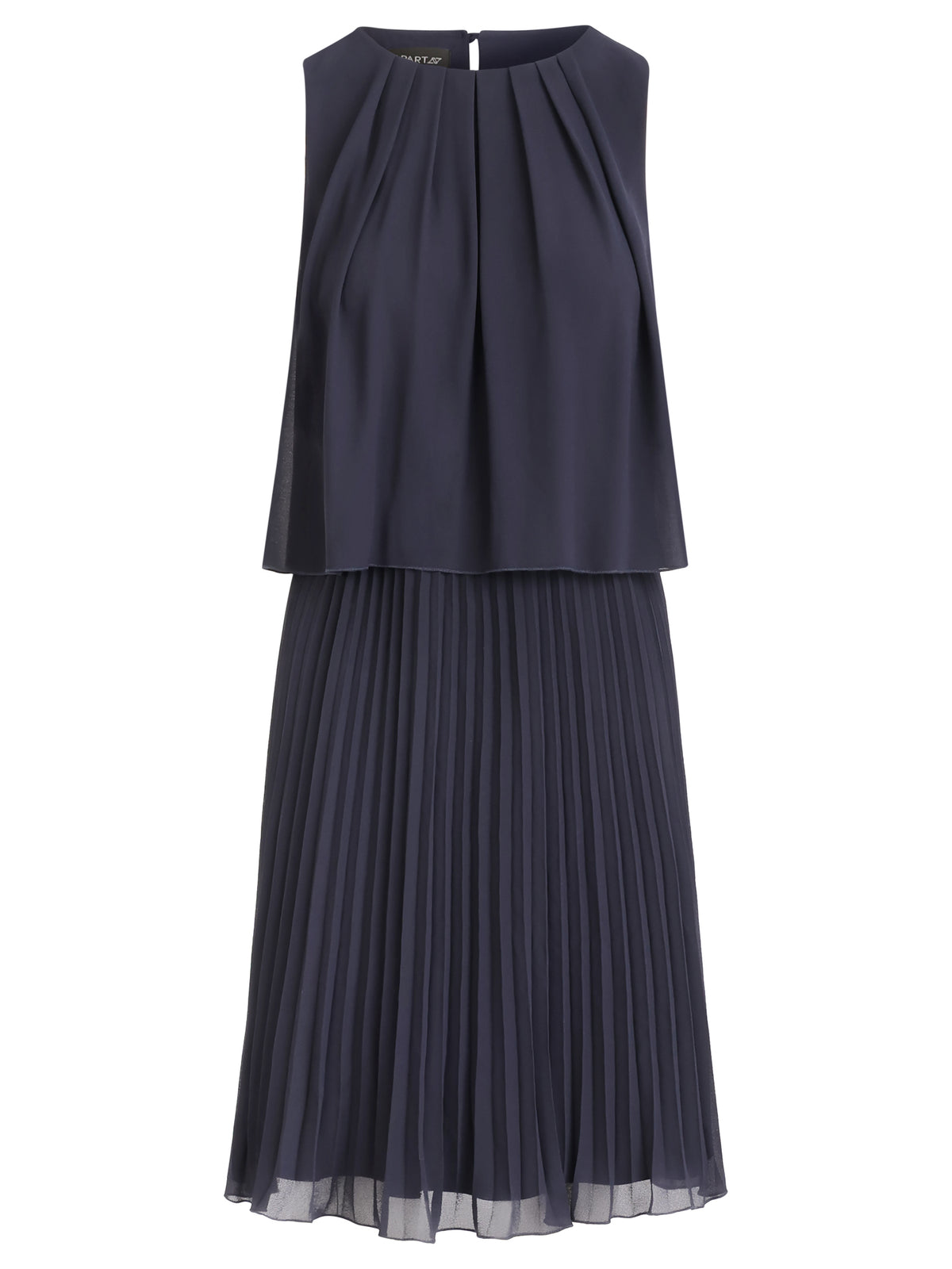 APART Plisseekleid mit Chiffon-Overlay | nachtblau