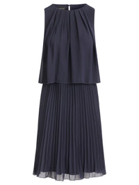 APART Plisseekleid mit Chiffon-Overlay | nachtblau