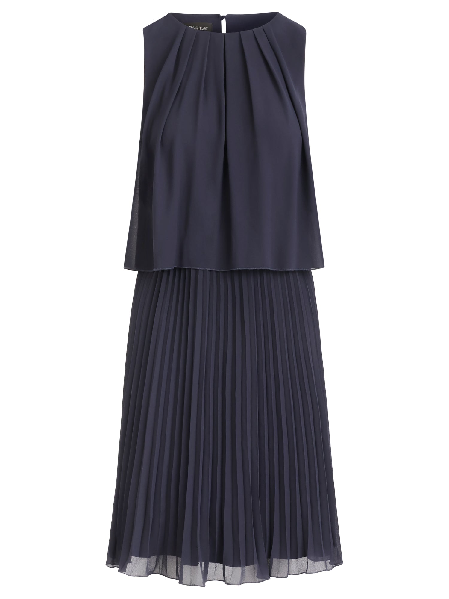 APART Plisseekleid mit Chiffon-Overlay | nachtblau
