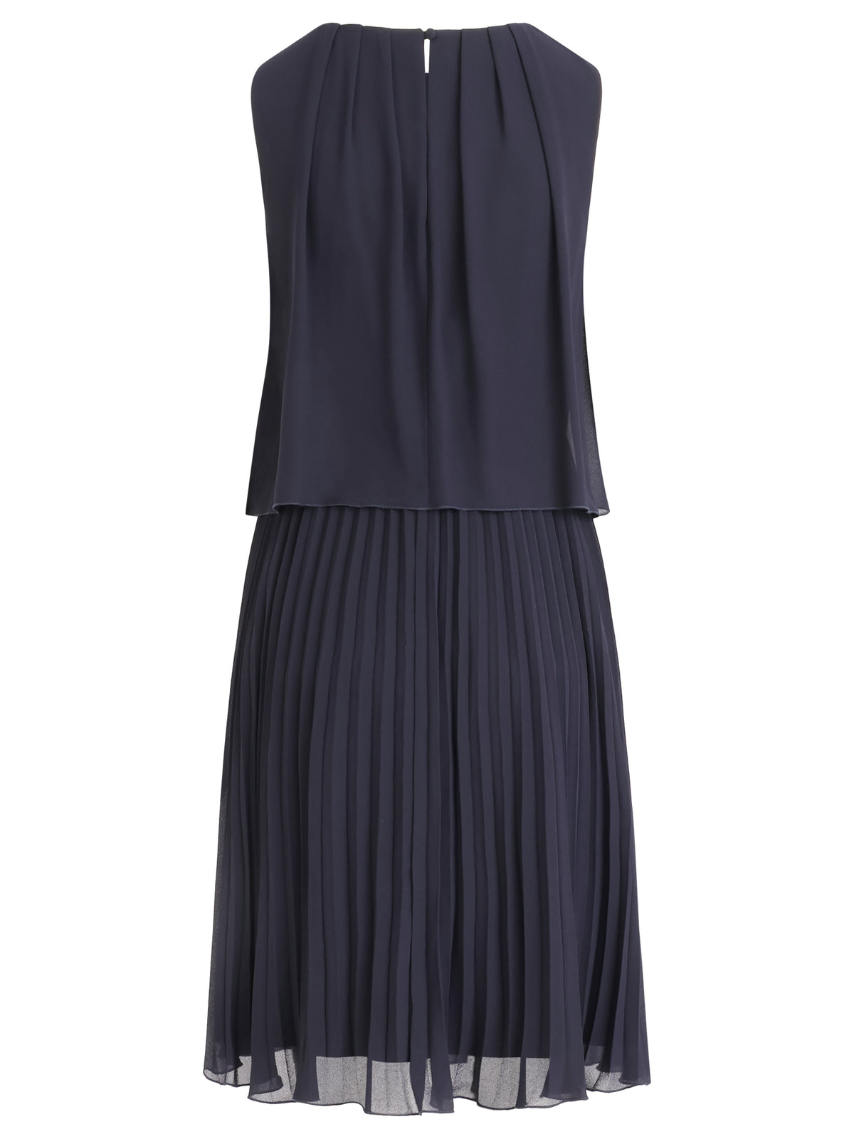 APART Plisseekleid mit Chiffon-Overlay | nachtblau
