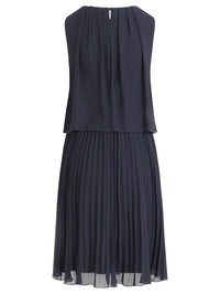 APART Plisseekleid mit Chiffon-Overlay | nachtblau