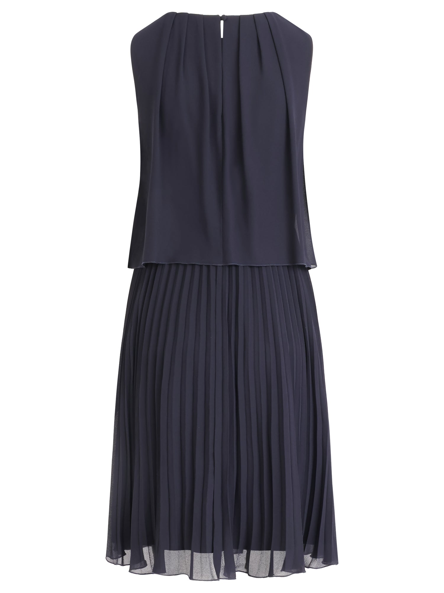 APART Plisseekleid mit Chiffon-Overlay | nachtblau
