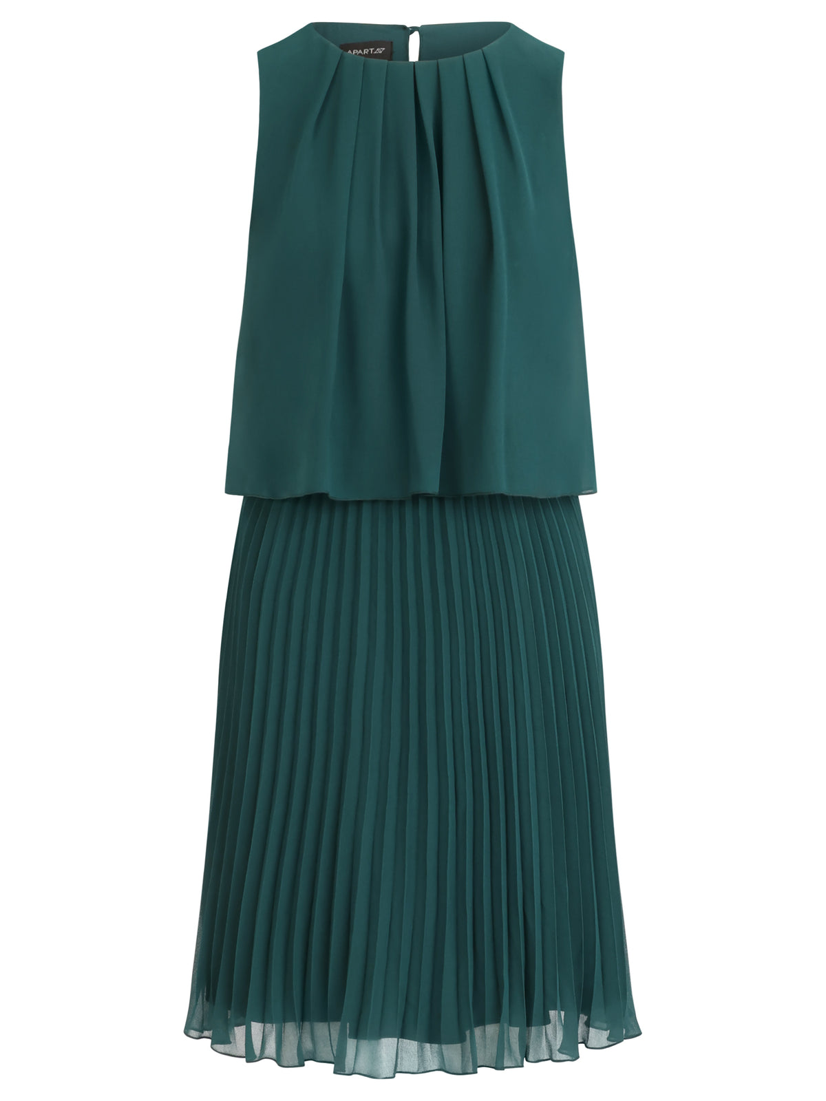 APART Plisseekleid mit Chiffon-Overlay | emerald