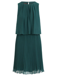 APART Plisseekleid mit Chiffon-Overlay | emerald