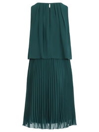 APART Plisseekleid mit Chiffon-Overlay | emerald