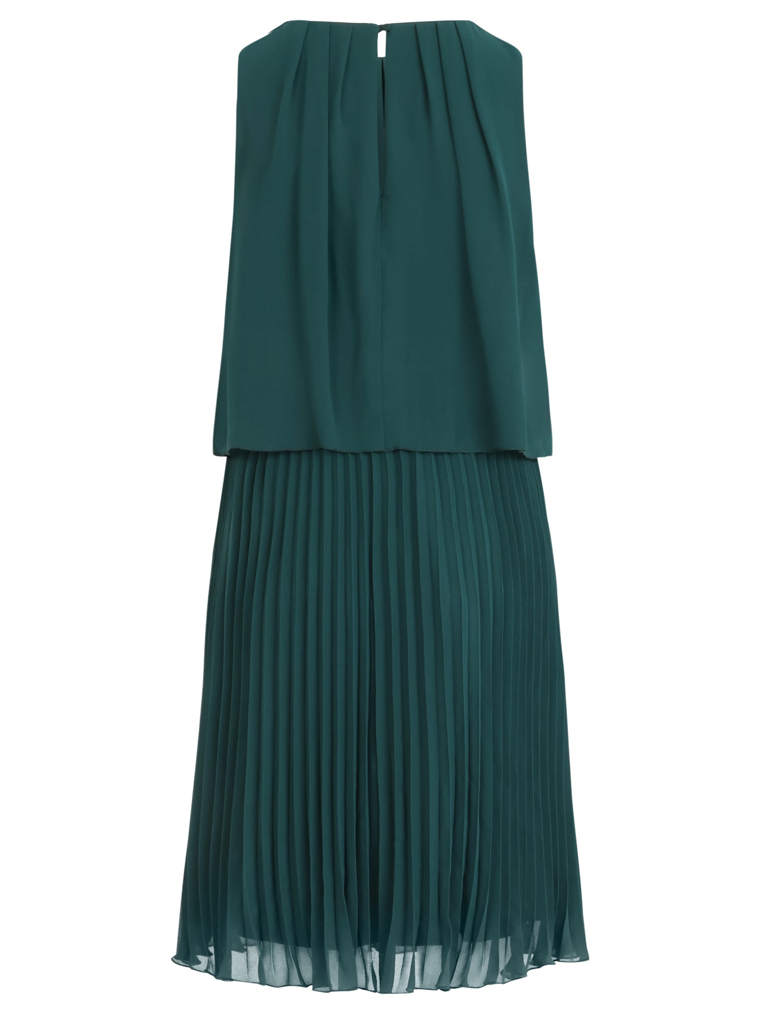 APART Plisseekleid mit Chiffon-Overlay | emerald