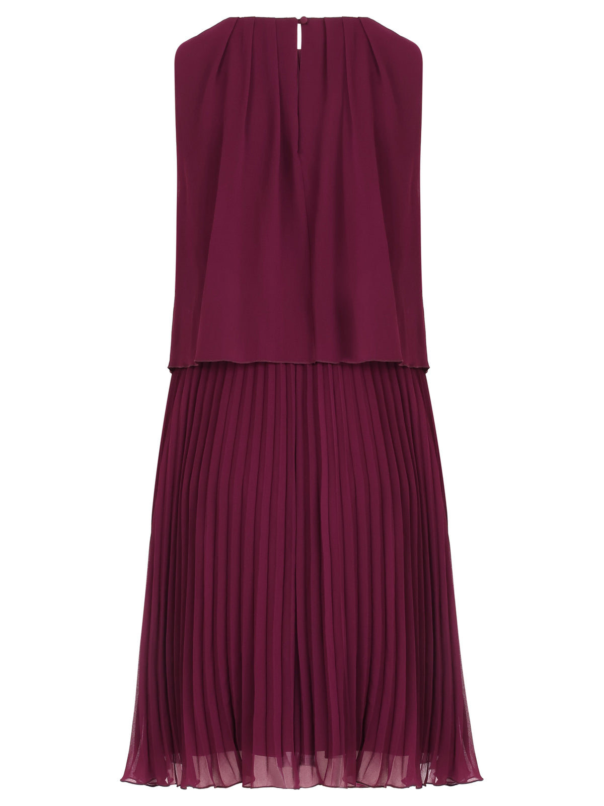 APART Plisseekleid mit Chiffon-Overlay | weinrot