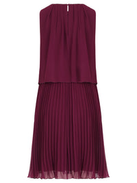 APART Plisseekleid mit Chiffon-Overlay | weinrot