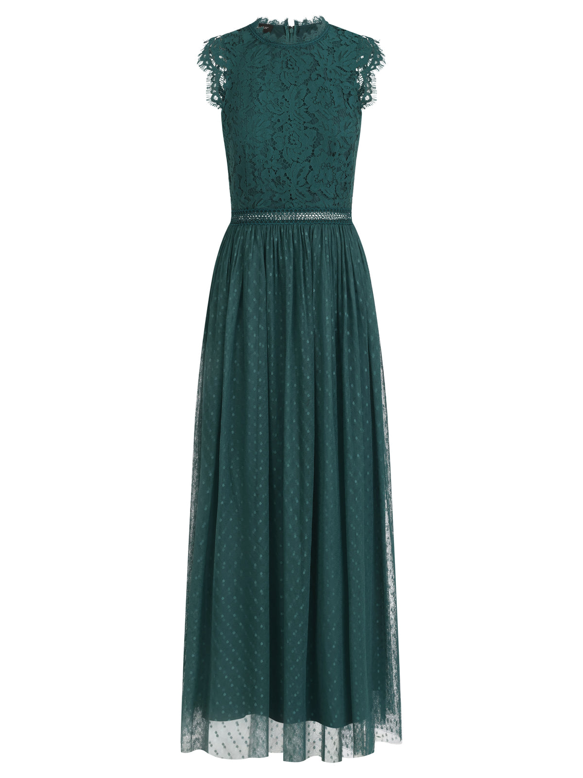 Kleid aus plastischer Spitze und weichem Tüll | emerald