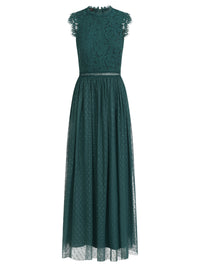 Kleid aus plastischer Spitze und weichem Tüll | emerald