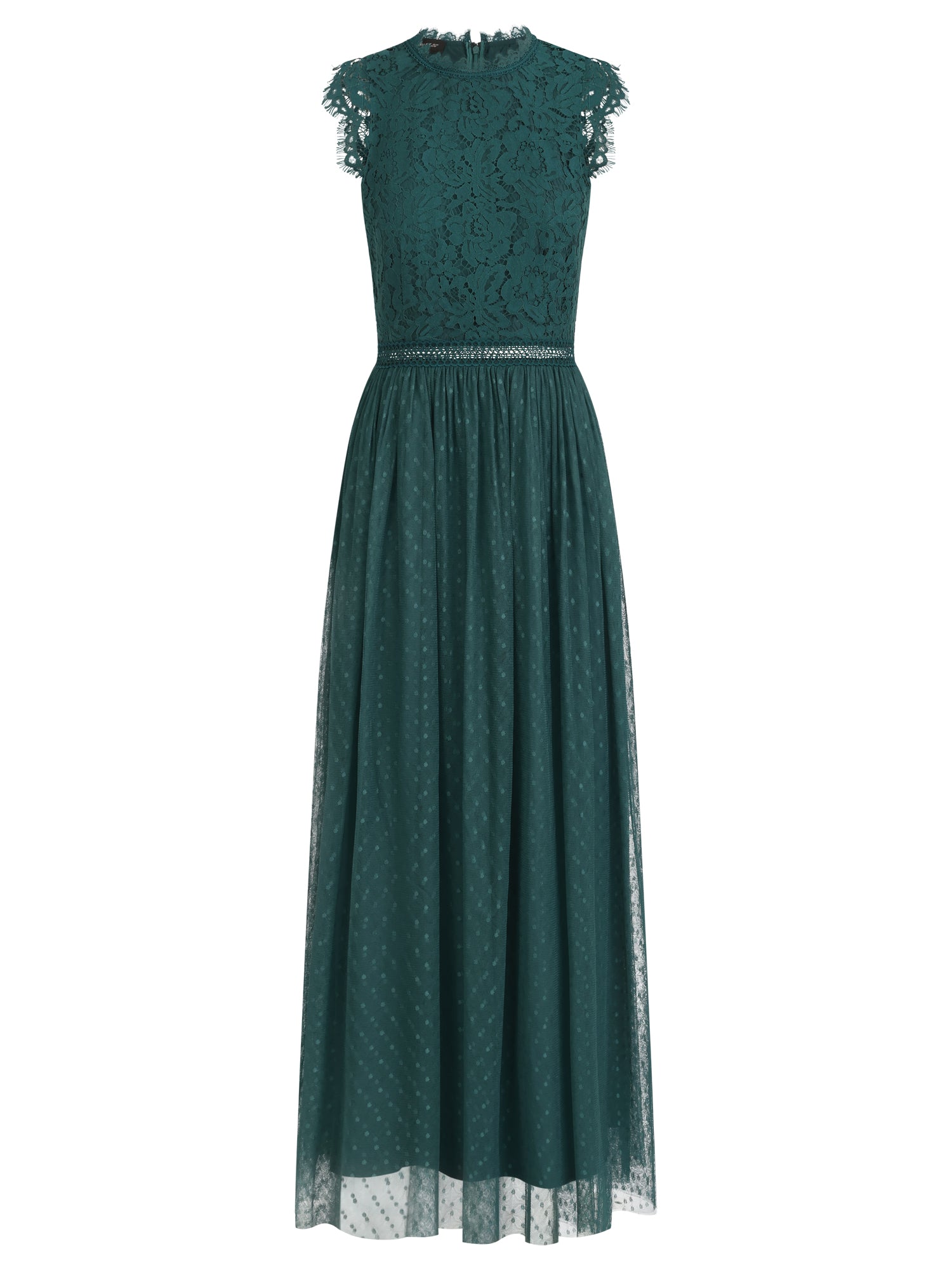 Kleid aus plastischer Spitze und weichem Tüll | emerald