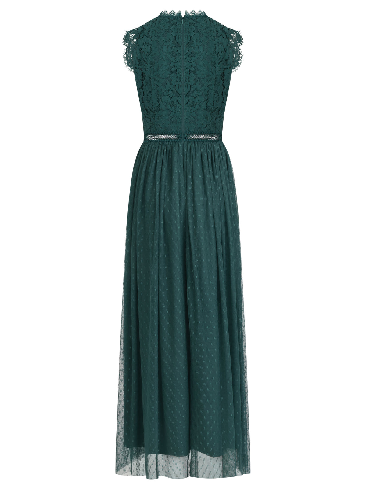 Kleid aus plastischer Spitze und weichem Tüll | emerald
