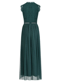 Kleid aus plastischer Spitze und weichem Tüll | emerald