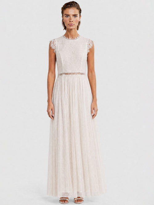 Brautkleid aus plastischer Spitze und weichem Tüll | creme image 1