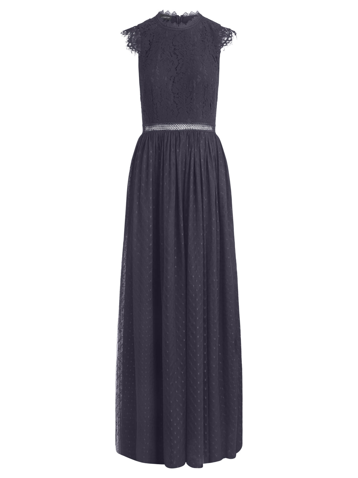 Kleid aus plastischer Spitze und weichem Tüll | nachtblau
