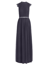 Kleid aus plastischer Spitze und weichem Tüll | nachtblau