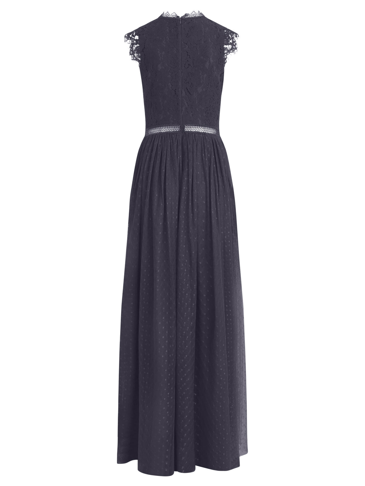 Kleid aus plastischer Spitze und weichem Tüll | nachtblau