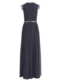 Kleid aus plastischer Spitze und weichem Tüll | nachtblau