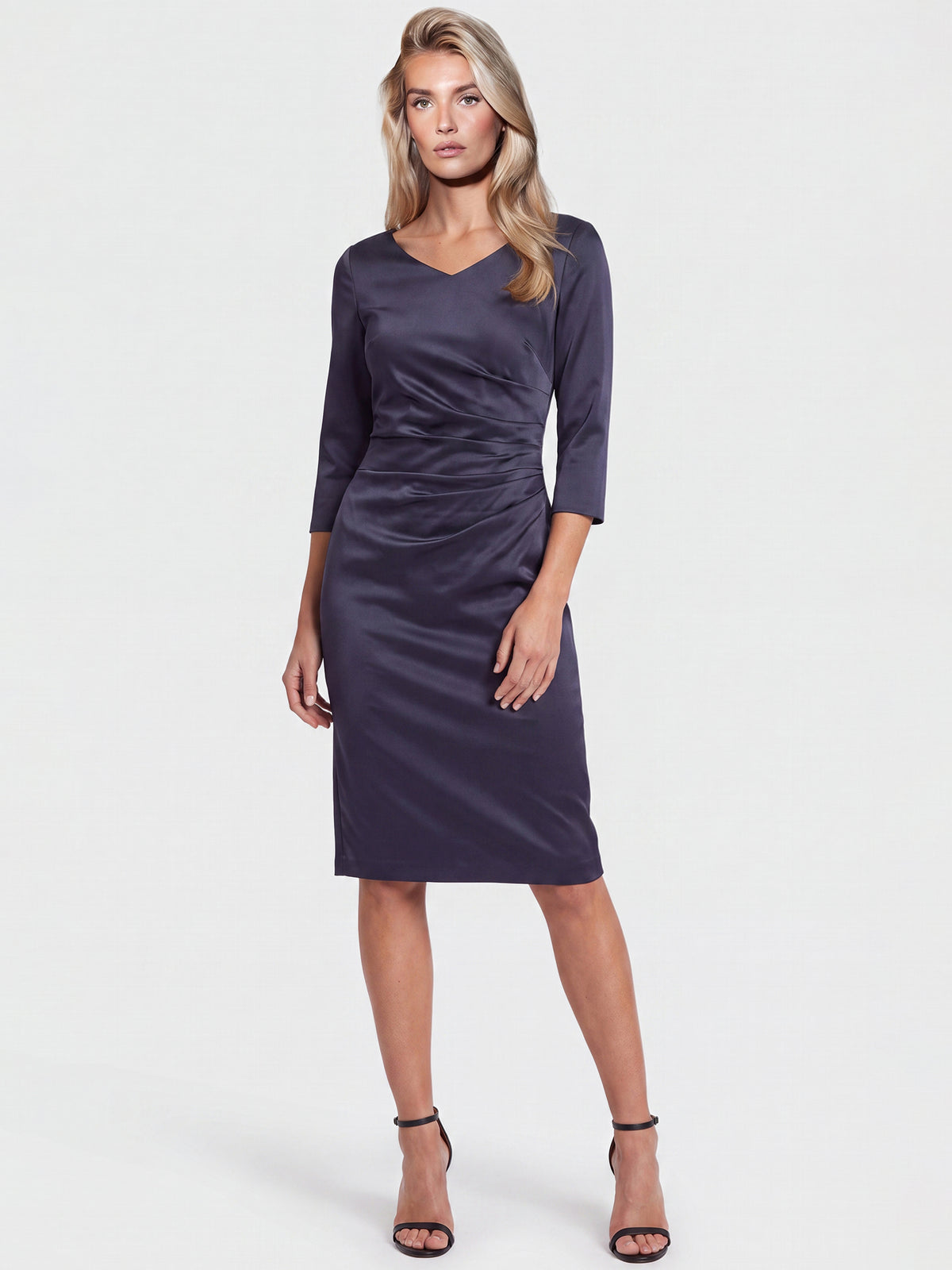 APART Kleid aus elastischem Satin | nachtblau