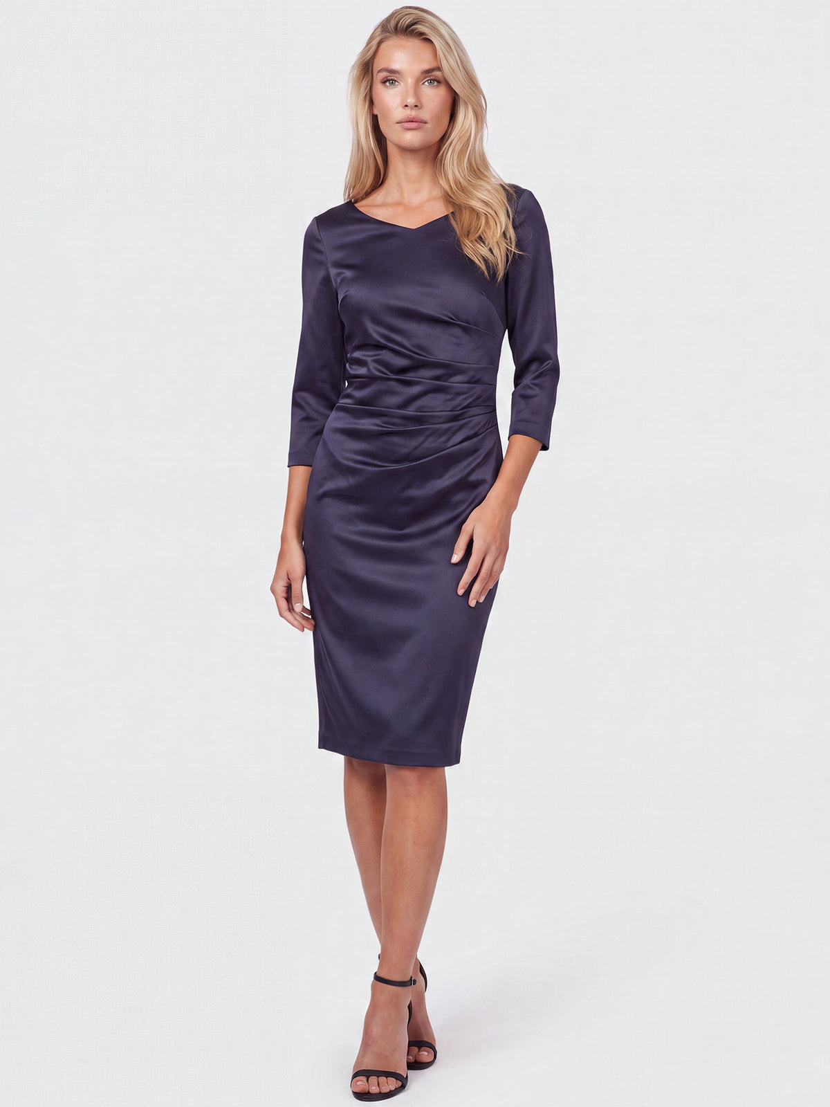 APART Kleid aus elastischem Satin | nachtblau