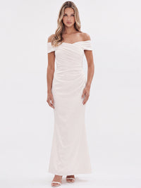 APART On-Shoulder-Hochzeitskleid aus Satin | creme