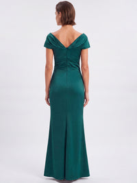 APART On-Shoulder-Kleid aus Satin | emerald