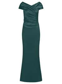 APART On-Shoulder-Kleid aus Satin | emerald