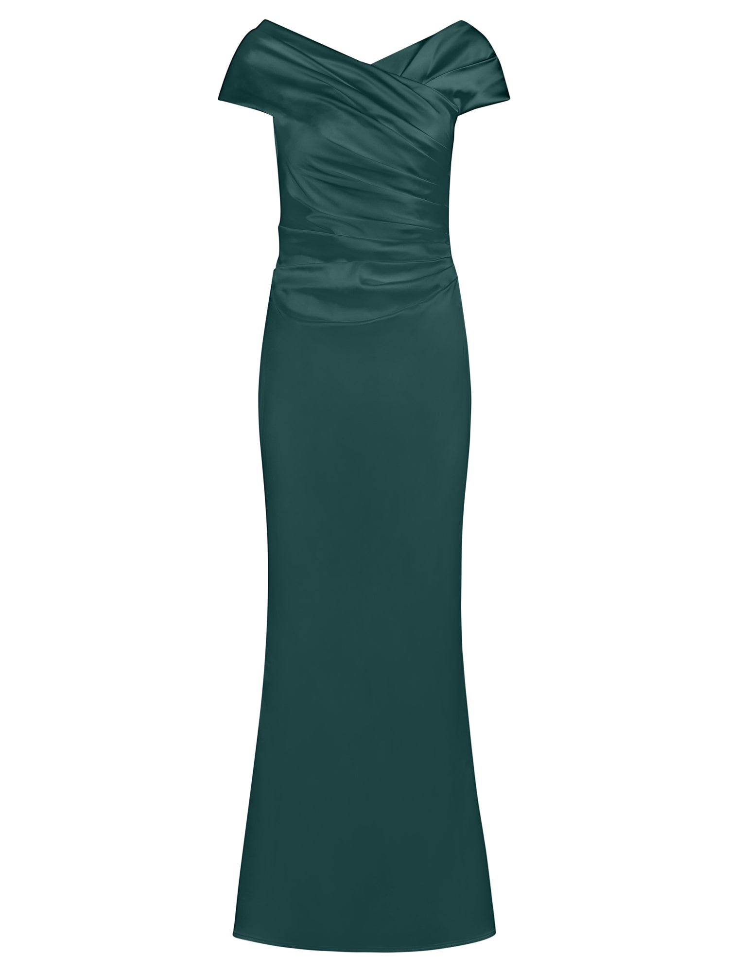 APART On-Shoulder-Kleid aus Satin | emerald