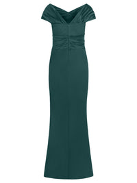 APART On-Shoulder-Kleid aus Satin | emerald