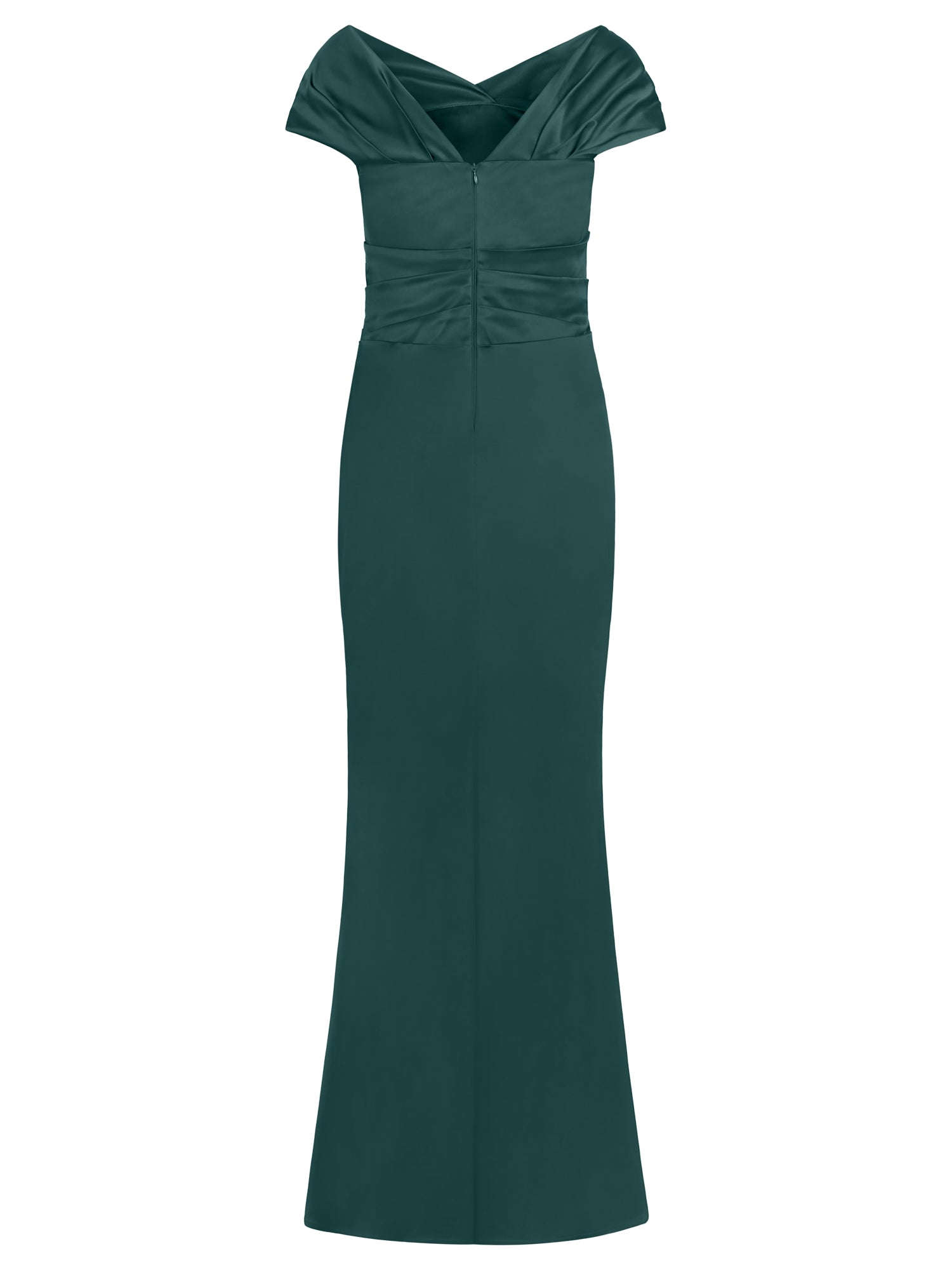 APART On-Shoulder-Kleid aus Satin | emerald