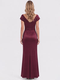APART On-Shoulder-Kleid aus Satin | weinrot