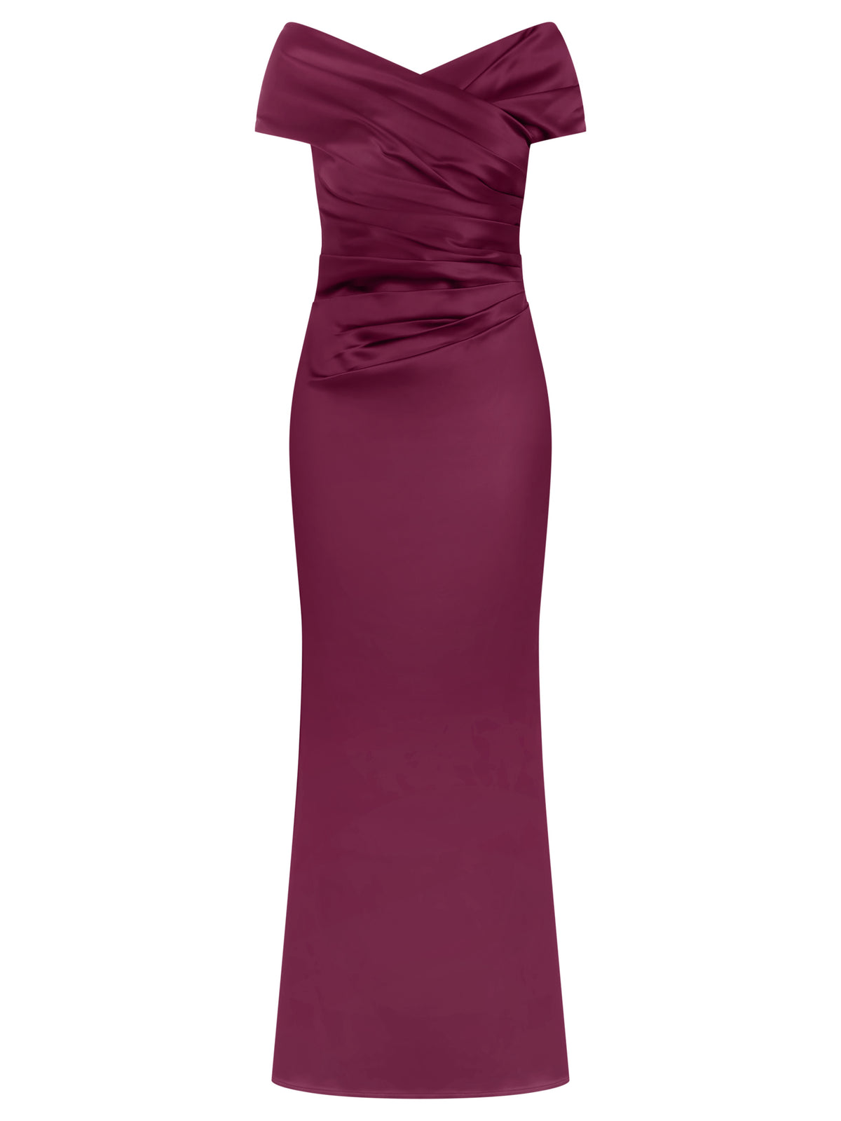 APART On-Shoulder-Abendkleid aus Satin | weinrot