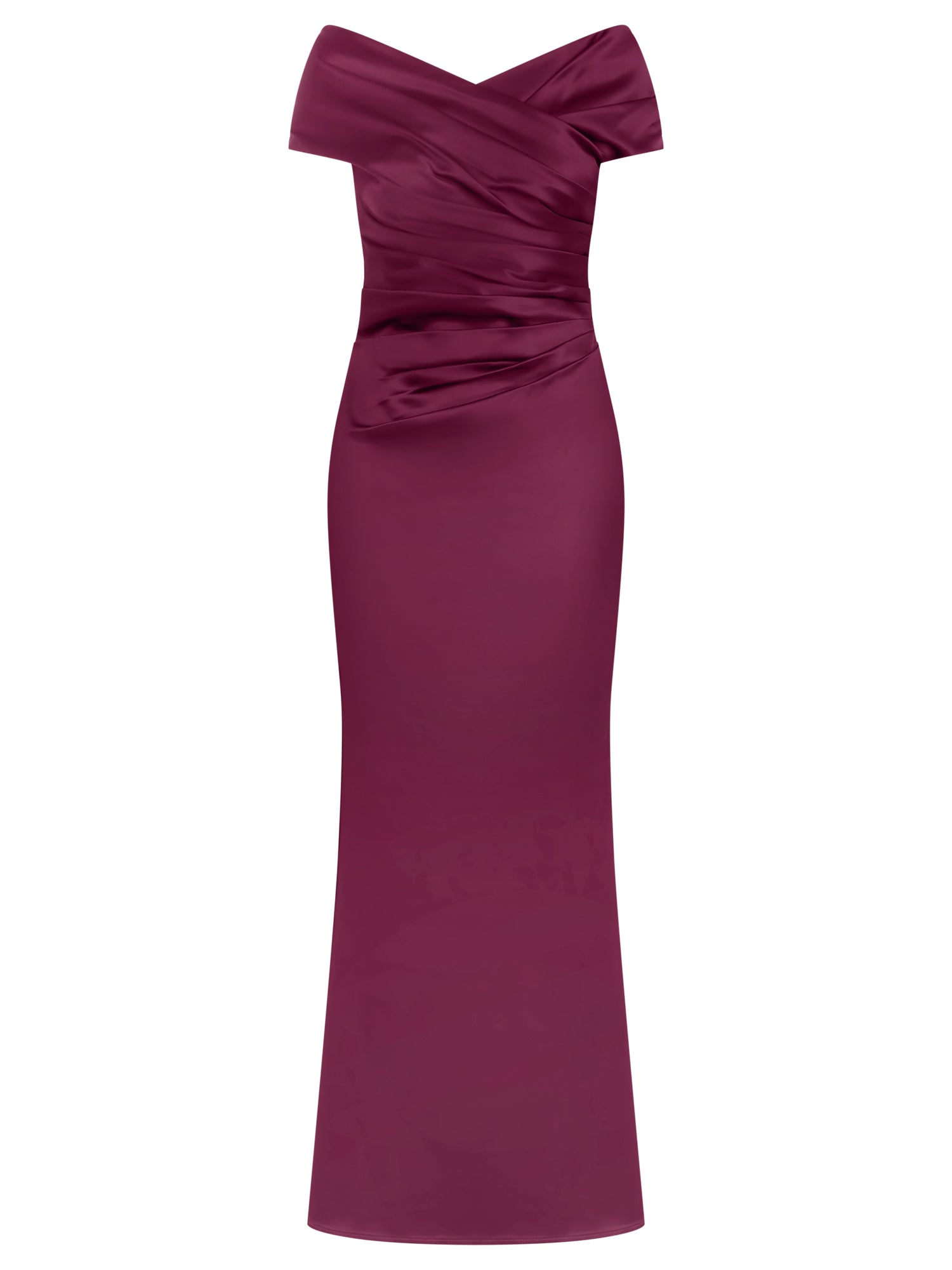 APART On-Shoulder-Kleid aus Satin | weinrot