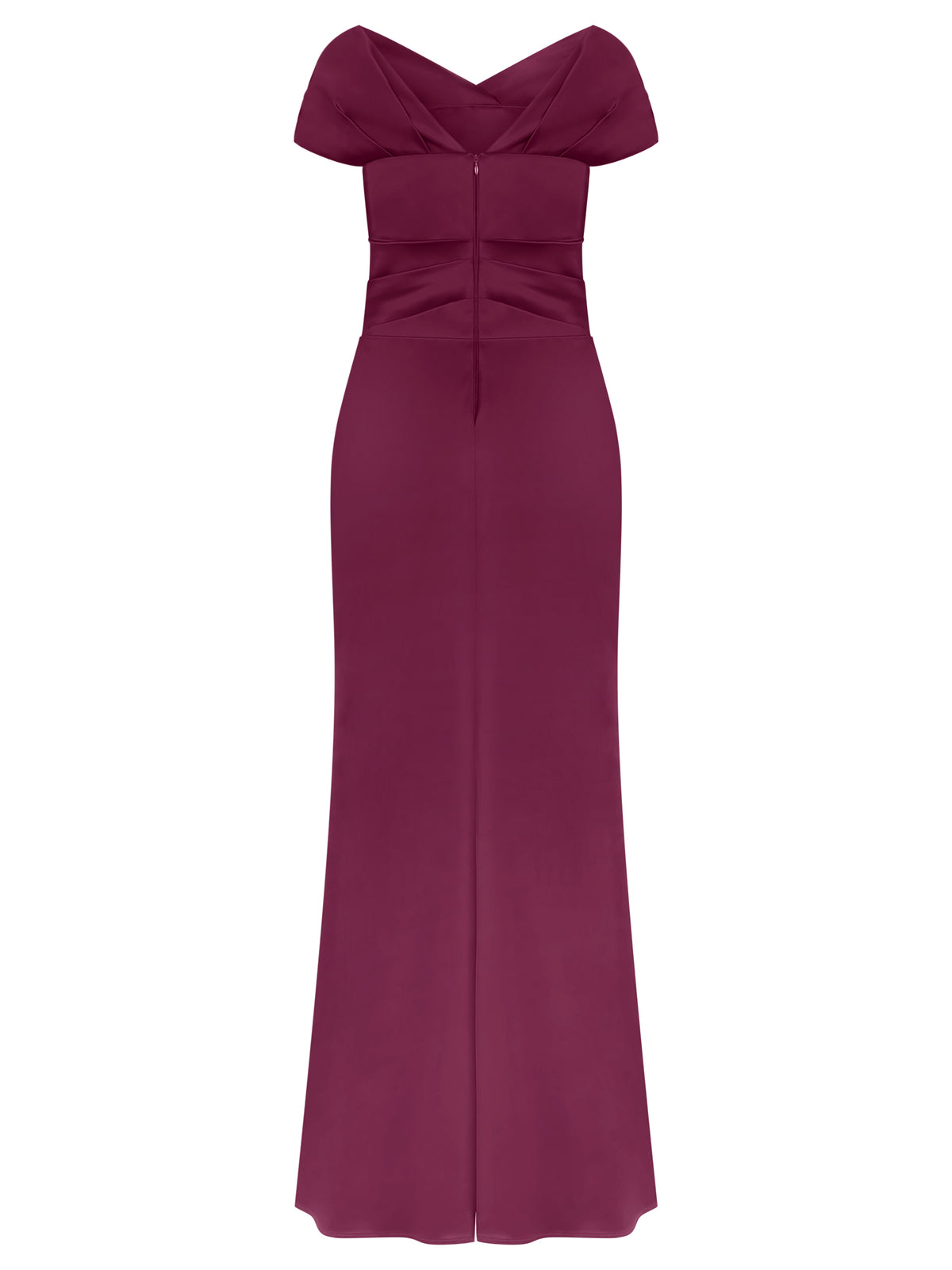 APART On-Shoulder-Abendkleid aus Satin | weinrot