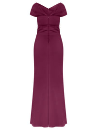 APART On-Shoulder-Kleid aus Satin | weinrot